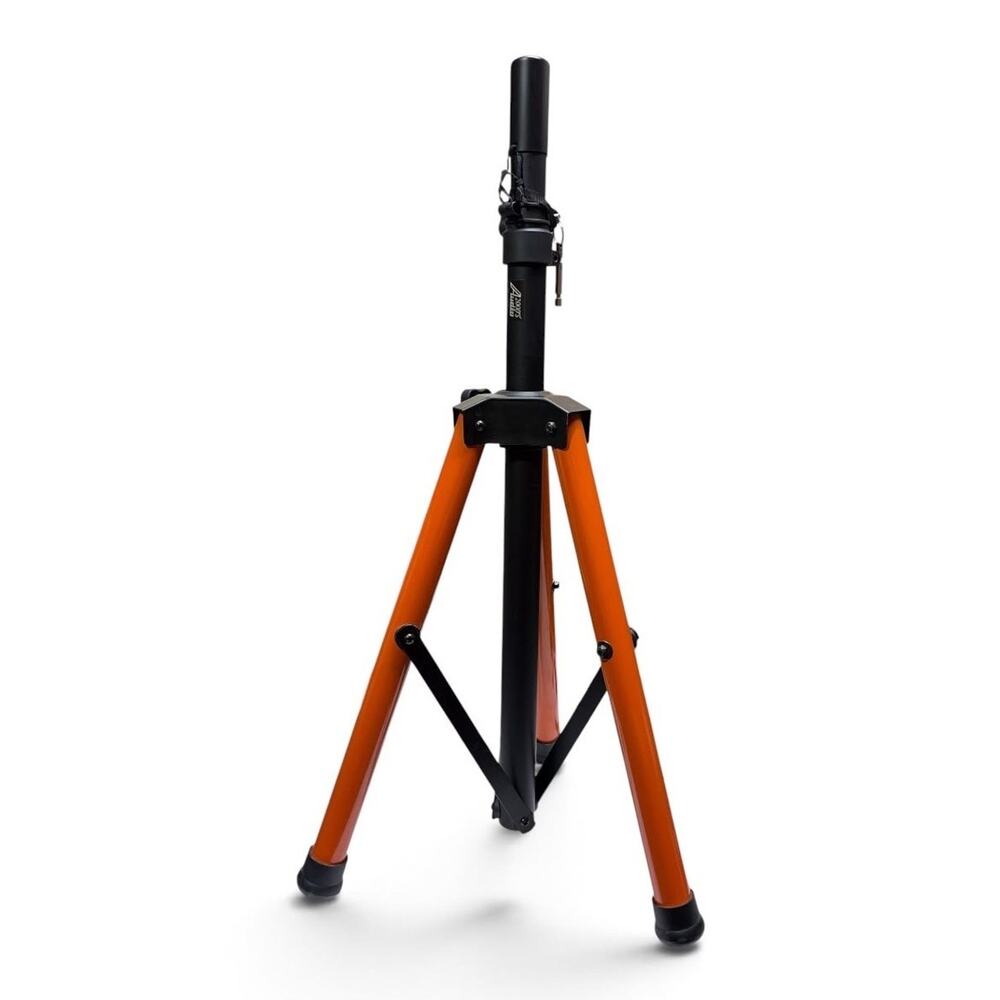 Audio2000’S Heavy Duty PA Speaker Stand Orange Black Adjustable Tripod
